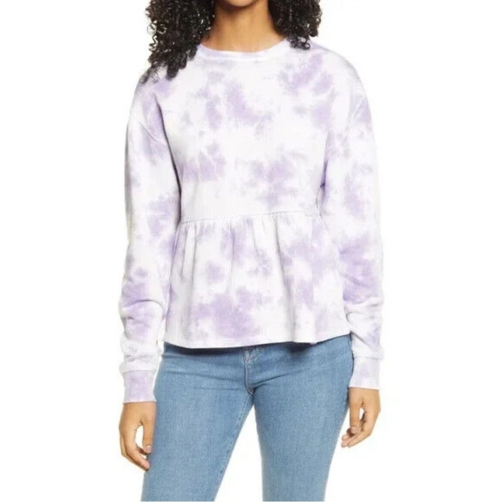 NWT Nordstrom BP Purple Tie Dye Sweatshirt M - Picture 2 of 8